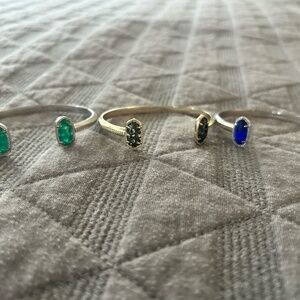 Set of 3 Kendra Scott Cuff Bracelets- Emerald, Black Drusy & Cobalt Cat’s Eye